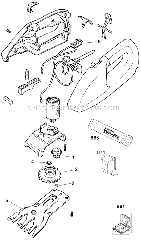 Page A Diagram and Parts List for VP400T Type 1 Black and Decker Nibbler & Shears